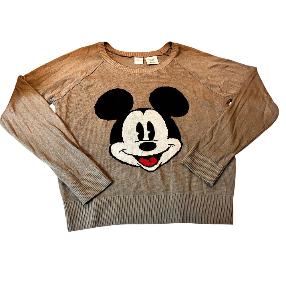 Disney Mickey Mouse Sweater Top XL Women's Gray Grey Long‎ Sleeve - Picture 6 of 6